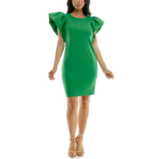 Thumbnail 3: Nina Leonard Nina Leonard Womens Short Scuba Ruffle Sleeve Dress 