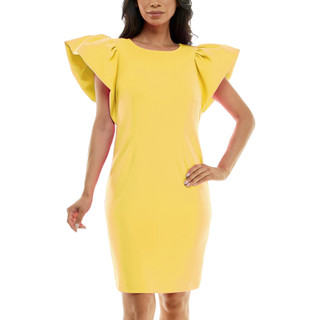 Thumbnail 1: Nina Leonard Nina Leonard Womens Short Scuba Ruffle Sleeve Dress 