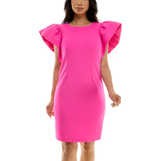Thumbnail 1: Nina Leonard Nina Leonard Womens Short Scuba Ruffle Sleeve Dress 