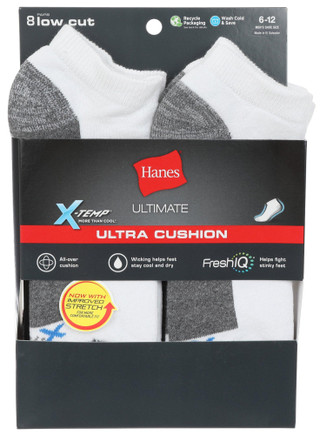 Thumbnail 1: Hanes Hanes Mens 8-Pr. Ultra Cushion Colorblock Low Cut Socks 