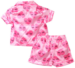 Thumbnail 3: Freestyle Freestyle Girls Button Front Pink Pajama Set 