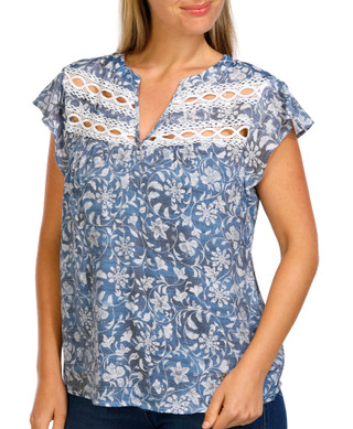 Thumbnail 1: ADRIENNE VITTADINI Adrienne Vittadini Womens Short Sleeve Floral Top 