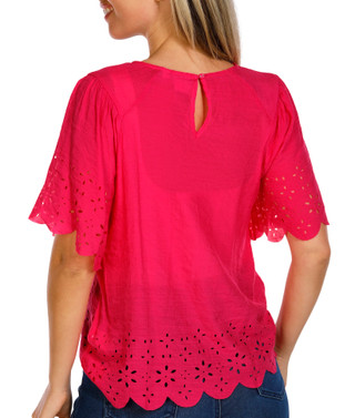 Thumbnail 2: ZAC AND RACHEL Zac & Rachel Womens 3/4 Sleeve Solid Eyelet Top 