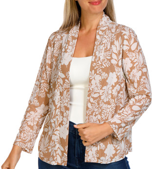 Thumbnail 1: Juniper + Lime Juniper + Lime Womens 3/4 Sleeve Floral Mesh Cardigan 