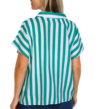 Thumbnail 2: Coral Bay Coral Bay Womens Short Sleeve Striped Button Down Top 