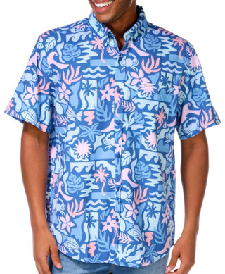 Thumbnail 1: Vintage Summer Vintage Summer Men's Stretch Short Sleeve Buttoned Shirt 
