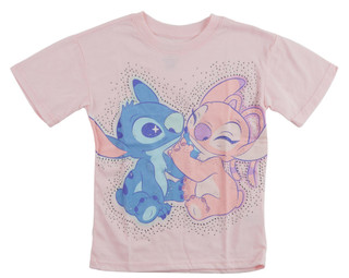Thumbnail 1: Disney Disney Little Girls Stitch & Angel Graphic Tee 