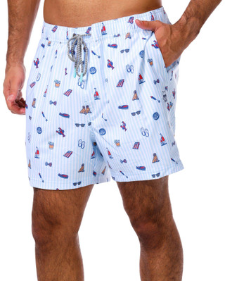 Thumbnail 1: Party Pants Party Pants Mens Boat Party Print Swim Shorts 