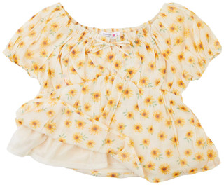 Thumbnail 3: Beautees Beautees Little Girls Crochet Puff Sleeve Top 