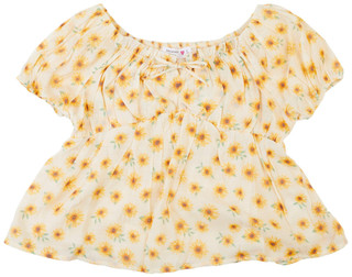 Thumbnail 1: Beautees Beautees Little Girls Crochet Puff Sleeve Top 