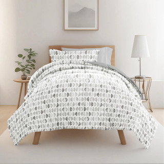 Thumbnail 1: IENJOY HOME 8 Piece Light Gray Patterned Comforter Dorm Set Bundle 
