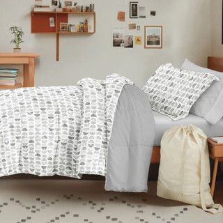 Thumbnail 3: IENJOY HOME 8 Piece Light Gray Patterned Comforter Dorm Set Bundle 