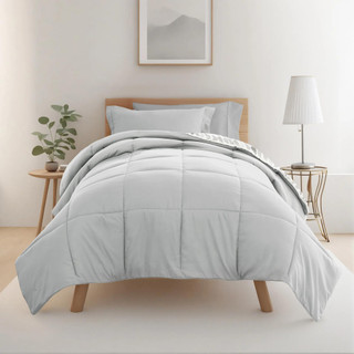 Thumbnail 9: IENJOY HOME 8 Piece Light Gray Patterned Comforter Dorm Set Bundle 