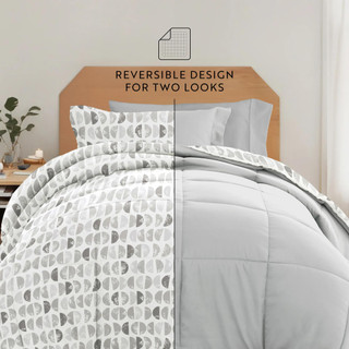 Thumbnail 12: IENJOY HOME 8 Piece Light Gray Patterned Comforter Dorm Set Bundle 