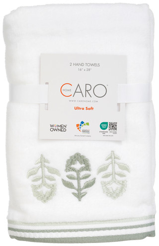 Thumbnail 1: Caro Home Caro Home 2 Pk Floral Embroidery Ultra Soft Hand Towels 