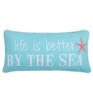 Thumbnail 1: Levtex Home Teal Life is Better by the Sea Coastal Decorative Pillow 