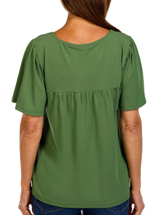 Thumbnail 2: RIO & RIAN Rio & Rian Womens Short Sleeve Embroidered Crepe Top 