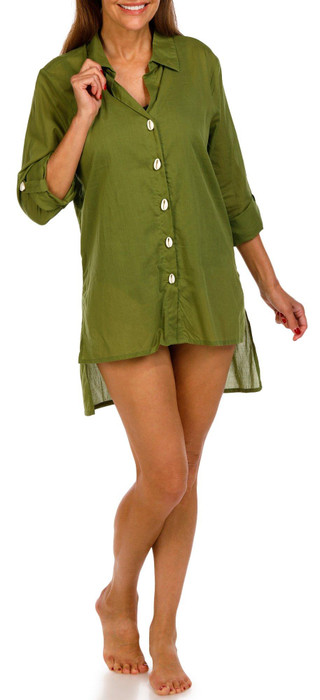 Thumbnail 1: Dotti Womens 3/4 Sleeve Shell Button Down Cover Up 