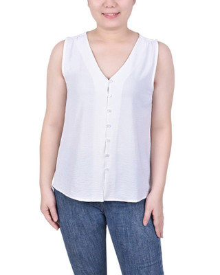 Thumbnail 1: NY COLLECTION NY Collection Petite Sleeveless Button Front Blouse 