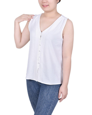Thumbnail 2: NY COLLECTION NY Collection Petite Sleeveless Button Front Blouse 