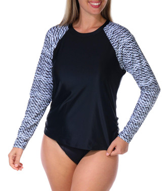 Thumbnail 1: Free Country Free Country Womens Long Sleeve Swim Shirt with Molded Cups 