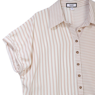 Thumbnail 4: DISCREET Discreet Juniors Short Sleeve Stripe Button Down Crop Top 