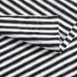 Thumbnail 12: Betsey Johnson Betsey Johnson Sketchy Stripe Sheet Set Black 