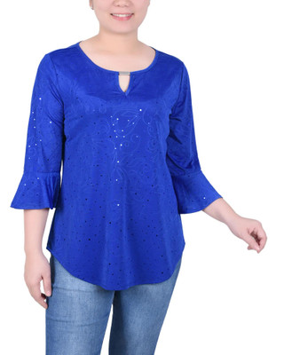 Thumbnail 1: NY COLLECTION NY Collection Petite 3/4 Bell Sleeve Top With Hardware 