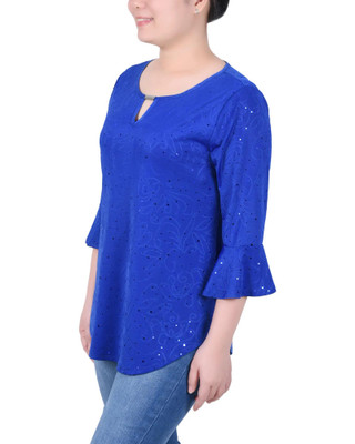 Thumbnail 2: NY COLLECTION NY Collection Petite 3/4 Bell Sleeve Top With Hardware 