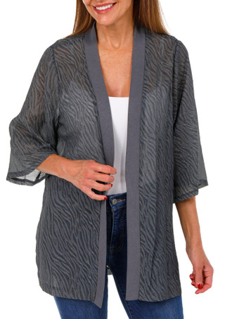 Thumbnail 1: NY COLLECTION NY Collection Womens Embossed Open Front Cardigan 