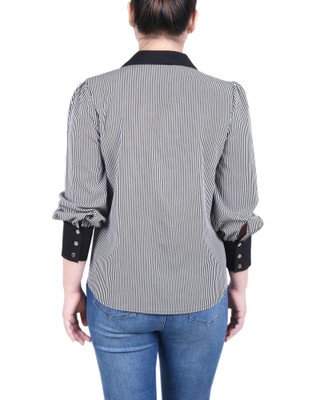 Thumbnail 2: NY COLLECTION NY Collection Petite Long Sleeve Colorblocked Blouse 