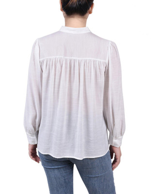 Thumbnail 2: NY COLLECTION NY Collection Womens Petite Long Sleeve Crochet Blouse 