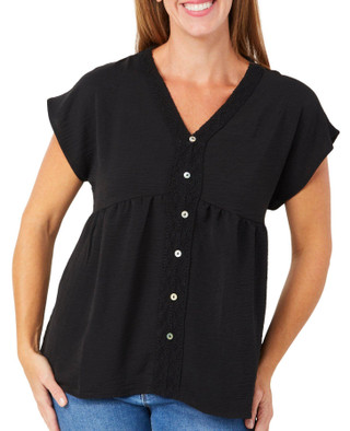 Thumbnail 1: RUNWAY READY Runway Ready Womens Solid Button Down Baby Doll Top 