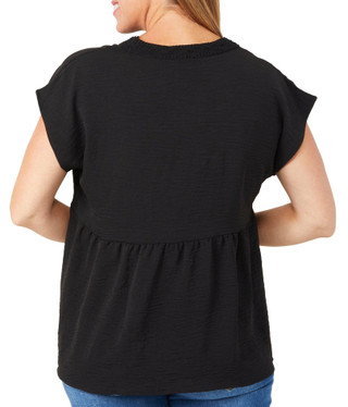 Thumbnail 2: RUNWAY READY Runway Ready Womens Solid Button Down Baby Doll Top 