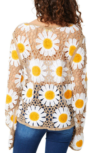 Thumbnail 2: REBELLION Rebellion Juniors Long Sleeve Daisy Crochet Top 