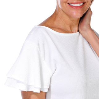 Thumbnail 2: C'est La Vie C'EST LA VIE Womens Solid Short Ruffle Sleeve Dress 