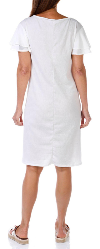 Thumbnail 3: C'est La Vie C'EST LA VIE Womens Solid Short Ruffle Sleeve Dress 