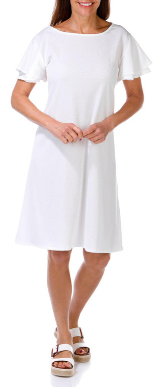 Thumbnail 1: C'est La Vie C'EST LA VIE Womens Solid Short Ruffle Sleeve Dress 