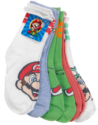 Thumbnail 1: Super Mario Brothers Super Mario 5 Pk Crew Socks 