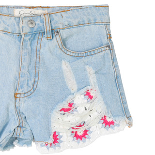 Thumbnail 2: Jessica Simpson Jessica Simpson Big Girls Crochet Accent Denim Shorts 