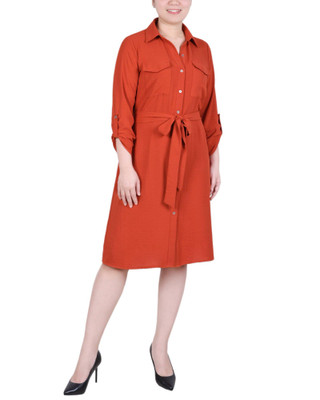 Thumbnail 1: NY COLLECTION NY Collection Petite Long Roll Tab Sleeve Shirtdress 