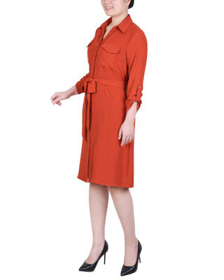Thumbnail 2: NY COLLECTION NY Collection Petite Long Roll Tab Sleeve Shirtdress 