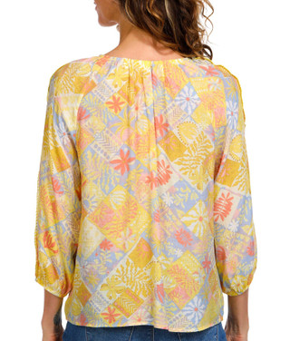Thumbnail 2: Zac & Rachel Zac & Rachel Womens 3/4 Sleeve Print Crochet Slub Top 