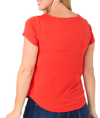 Thumbnail 2: Thomas & Olivia Thomas & Olivia Petite Short Sleeve Lace Trim Lattice Top 