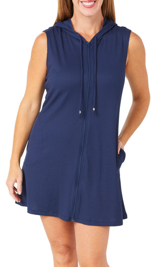 Thumbnail 1: J VALDI J Valdi Womens Sleeveless Bondi Cover Up Hoodie 