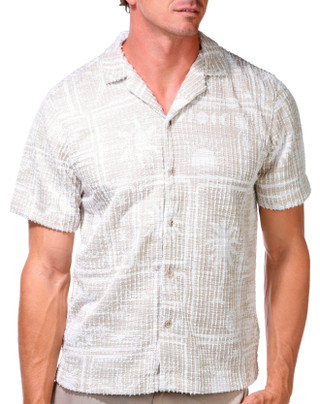 Thumbnail 4: MALIBU Malibu Men's Textured Summer Button Down Knit Shirt 