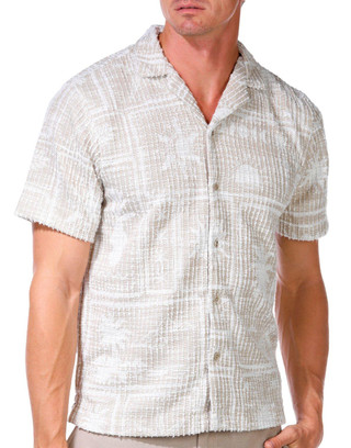 Thumbnail 1: MALIBU Malibu Men's Textured Summer Button Down Knit Shirt 