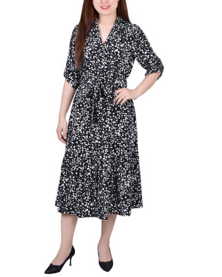 Thumbnail 1: NY COLLECTION NY Collection Women Missy Long Sleeve Tiered Dress With Belt 
