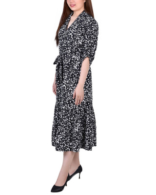 Thumbnail 3: NY COLLECTION NY Collection Women Missy Long Sleeve Tiered Dress With Belt 