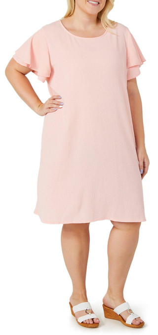 Thumbnail 1: C'est La Vie C'est La Vie Plus Short Sleeve Double Ruffle Jacquard Dress 